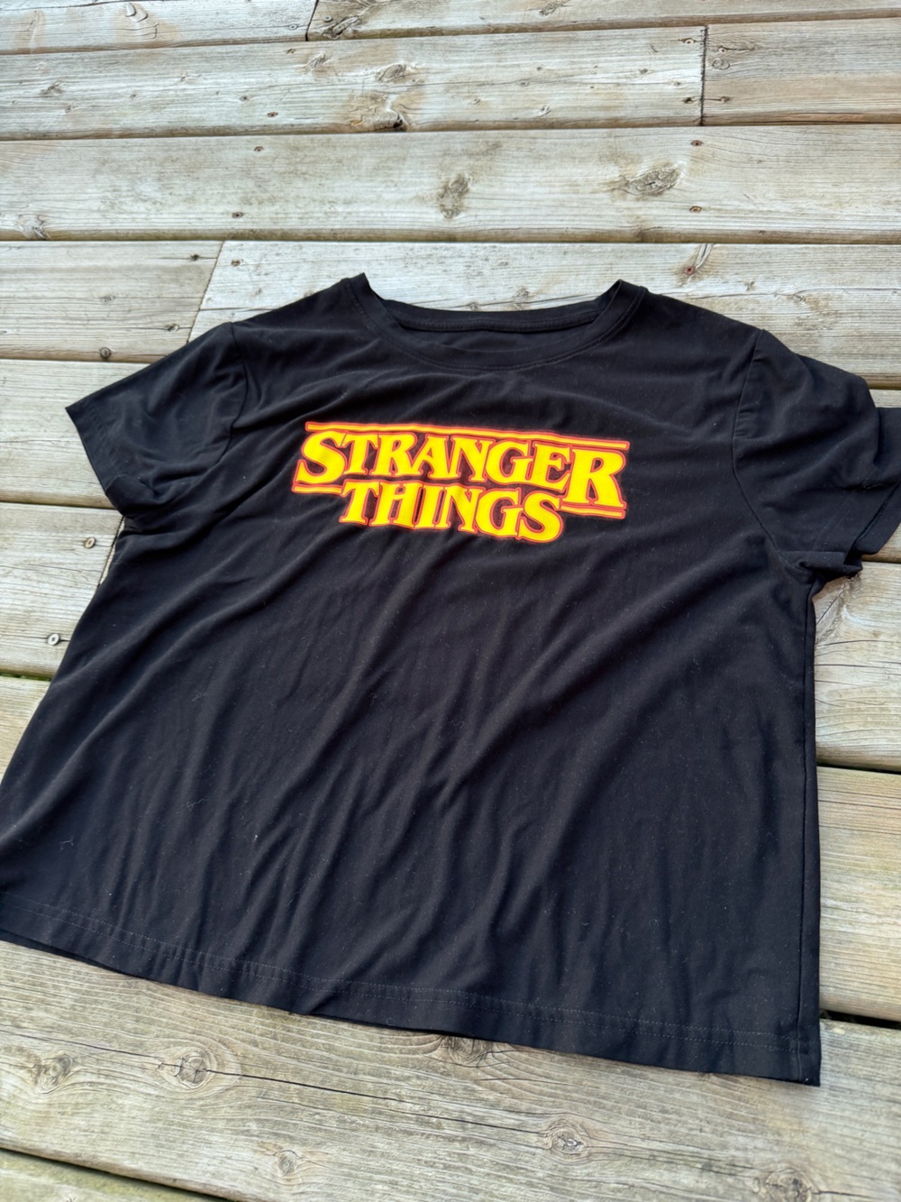 Stranger Things Official Netflix Black Logo T-Shirt Size L